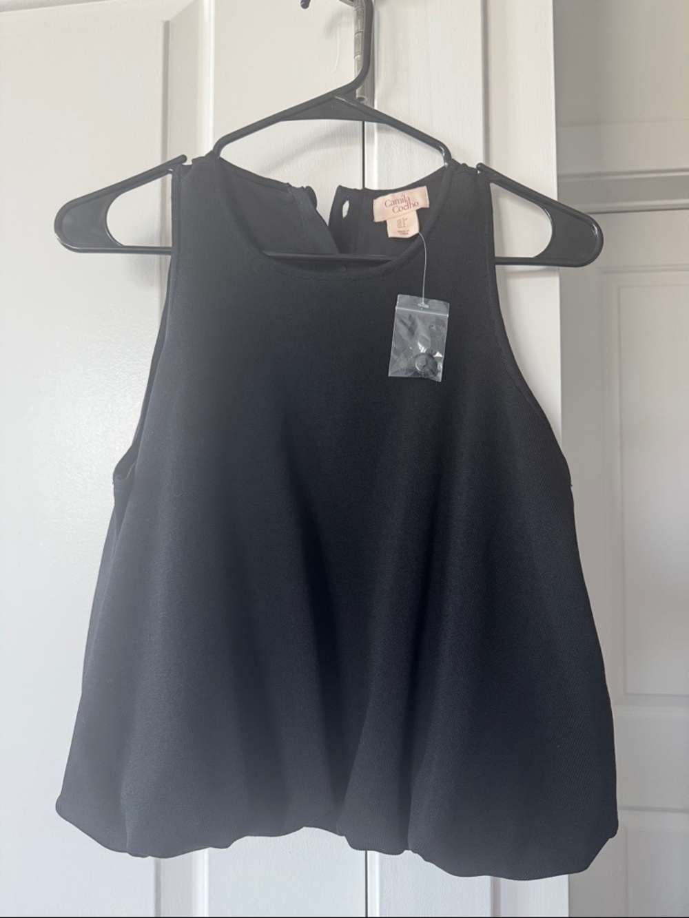 Camila Coelho Black Sleeveless Peplum Camisole
